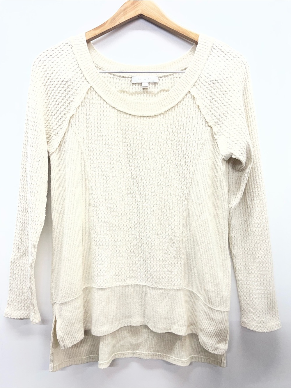 Eri + Ali for Anthropologie sweater features a textured waffle knit design - Picture 1 of 4